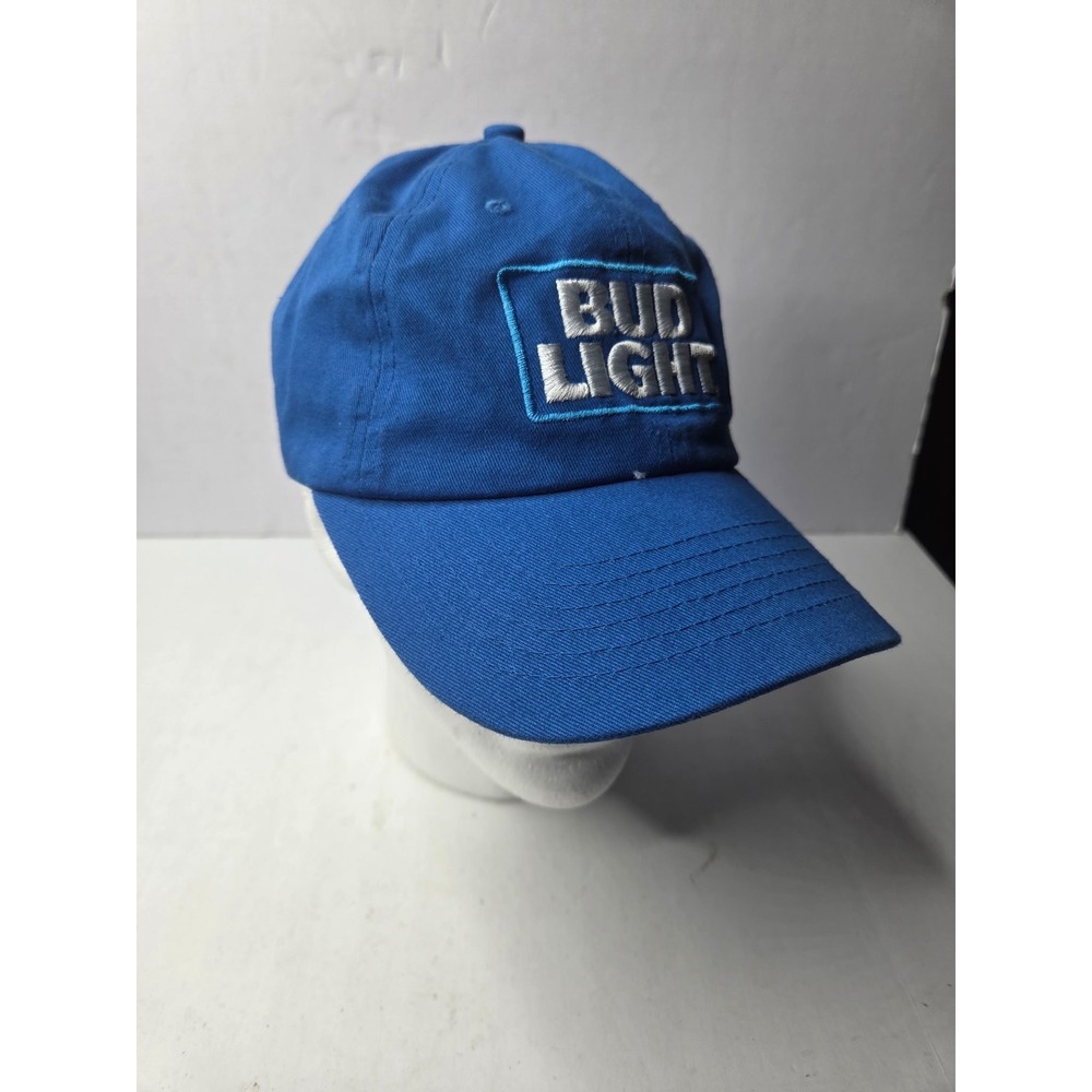 Bud Light Hat Mens Royal Blue Embroidered Logo Adjustable Strapback Dad Cap OSFM